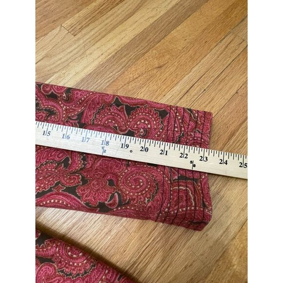 Talbots Women's L Pink Coat Cotton Pea Paisley Stretch Boho Career Swing Jacket - Picture 8 of 10